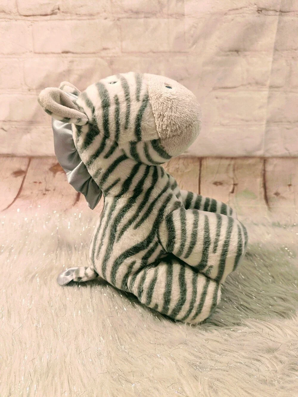 Baby Gund Zeebs Gray and White Striped Zebra Plush